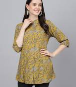 Mustard printed viscose rayon tunics