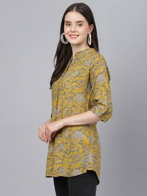 Mustard printed viscose rayon tunics 3