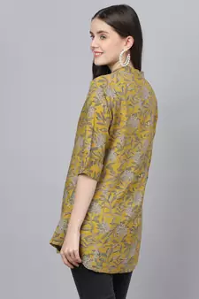 Mustard printed viscose rayon tunics