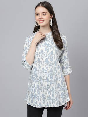 Off-white printed viscose rayon tunics 1
