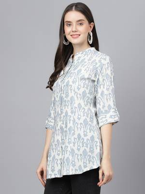 Off-white printed viscose rayon tunics 3