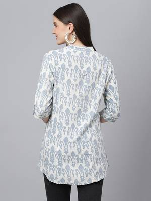 Off-white printed viscose rayon tunics 4