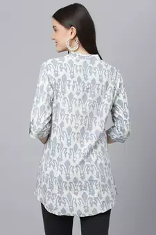 Off-white printed viscose rayon tunics