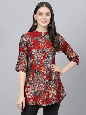 Maroon printed modal tunics 1