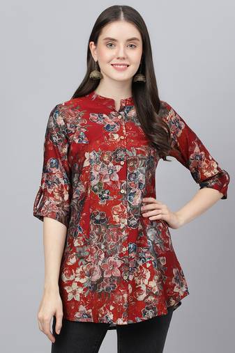 Maroon printed modal tunics