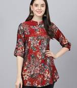 Maroon printed modal tunics