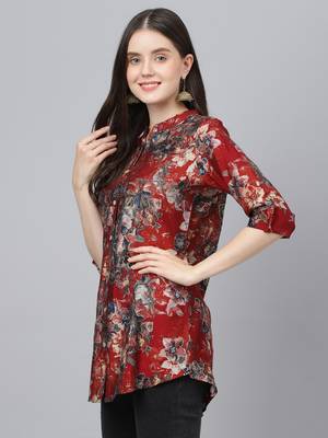 Maroon printed modal tunics 3