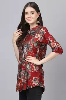 Maroon printed modal tunics