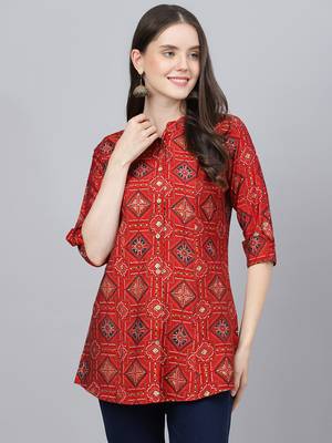 Red printed modal tunics 1