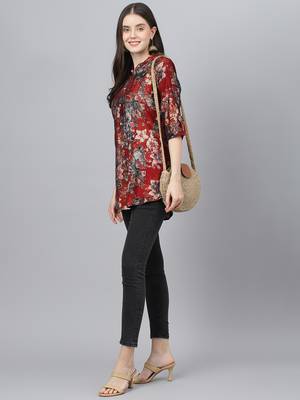 Maroon printed modal tunics 5