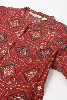 Red printed modal tunics