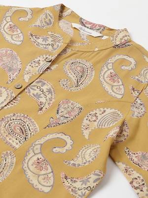 Mustard printed viscose rayon tunics 2