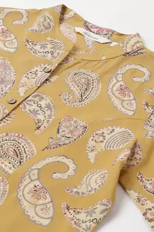 Mustard printed viscose rayon tunics