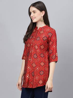 Red printed modal tunics 3
