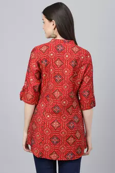 Red printed modal tunics