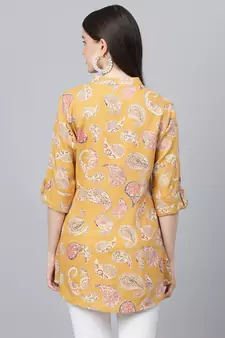Mustard printed viscose rayon tunics