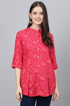 Pink printed viscose rayon tunics