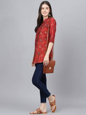 Red printed modal tunics 5