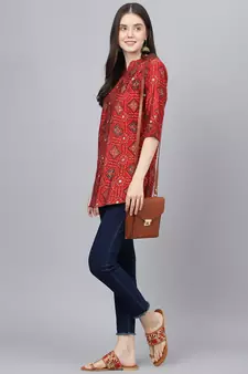 Red printed modal tunics