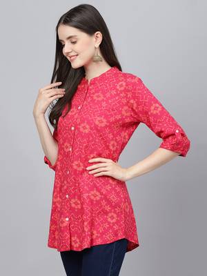 Pink printed viscose rayon tunics 3