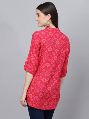 Pink printed viscose rayon tunics 4