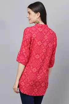 Pink printed viscose rayon tunics