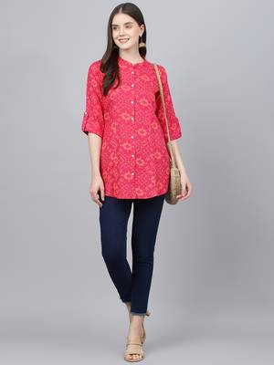 Pink printed viscose rayon tunics 5