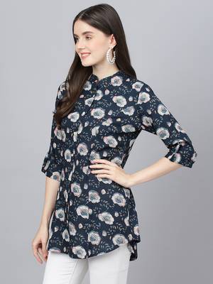 Blue printed viscose rayon tunics 3