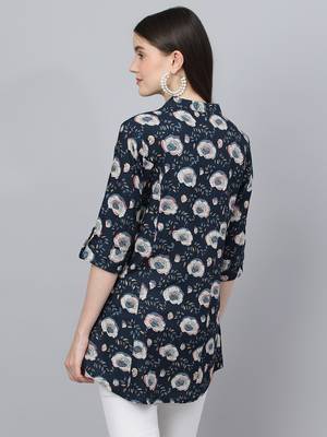 Blue printed viscose rayon tunics 4
