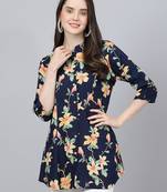 Navy-blue printed viscose rayon tunics