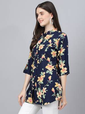 Navy-blue printed viscose rayon tunics 3