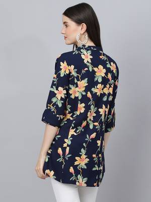 Navy-blue printed viscose rayon tunics 4