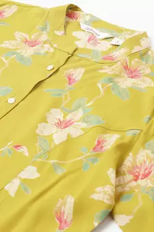 Yellow printed viscose rayon tunics