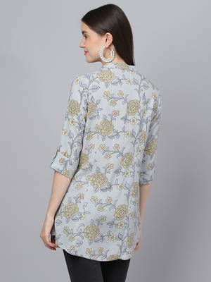 Blue printed viscose rayon tunics 4