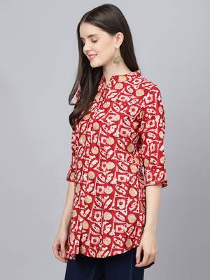 Red printed viscose rayon tunics 3