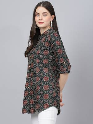Black printed viscose rayon tunics 3