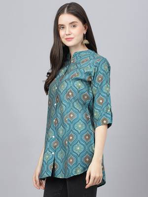 Teal printed modal tunics 3