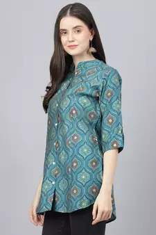 Teal printed modal tunics