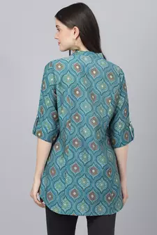 Teal printed modal tunics
