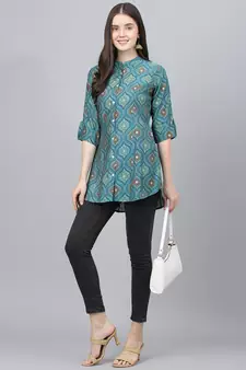 Teal printed modal tunics
