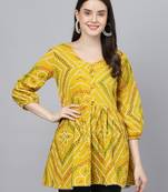 Mustard printed cotton tunics
