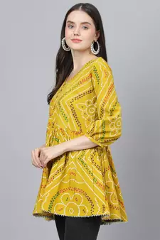 Mustard printed cotton tunics