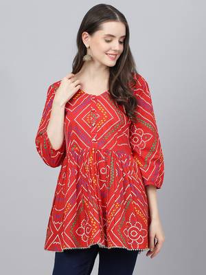 Red printed cotton tunics 1