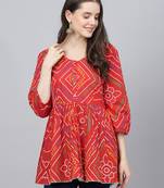 Red printed cotton tunics