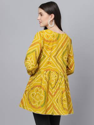 Mustard printed cotton tunics 4