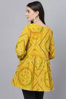 Mustard printed cotton tunics