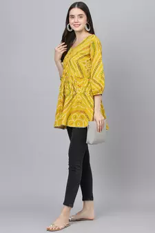 Mustard printed cotton tunics