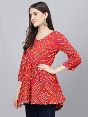 Red printed cotton tunics 3