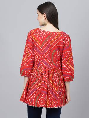 Red printed cotton tunics 4