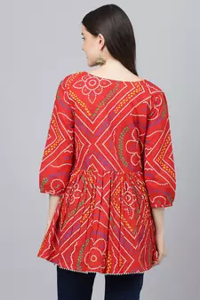 Red printed cotton tunics
